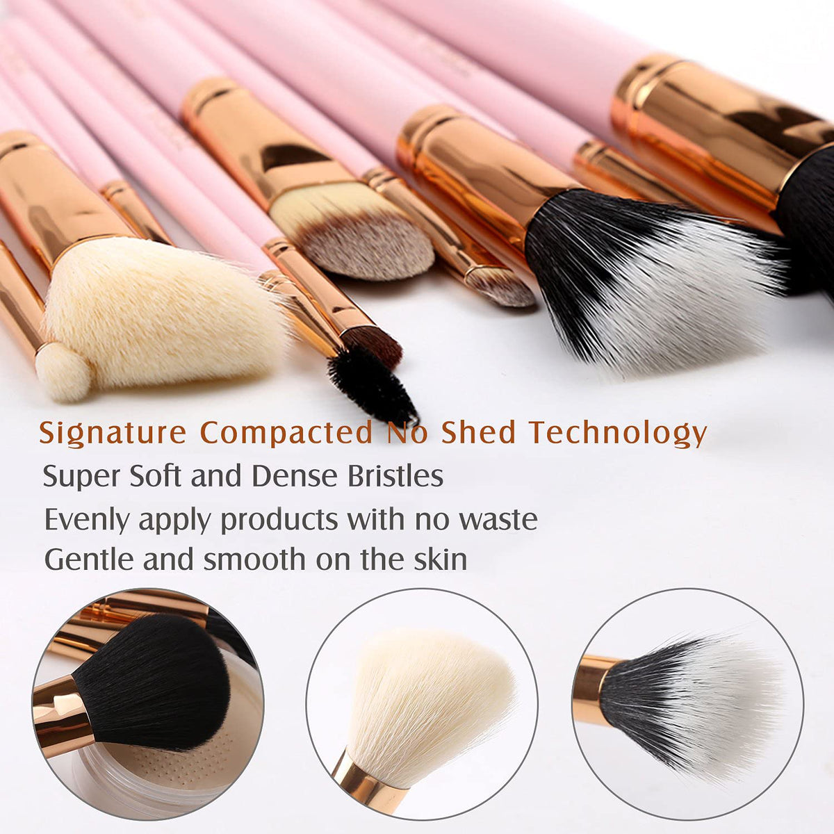 12-Piece Pink Synthetic Makeup Brush Set with Travel Holder and Organizer, Including Foundation, Powder, Contour, Blush, Eye Brushes, and Bonus Makeup Sponge